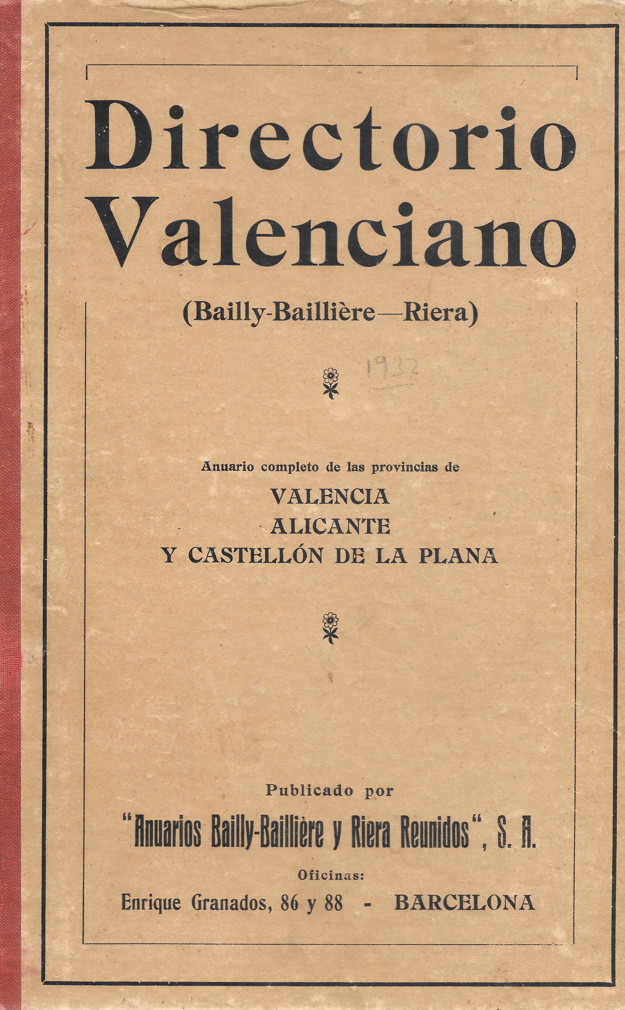 Directorio Valenciano 1932 (Bailly-Baillière-Riera)