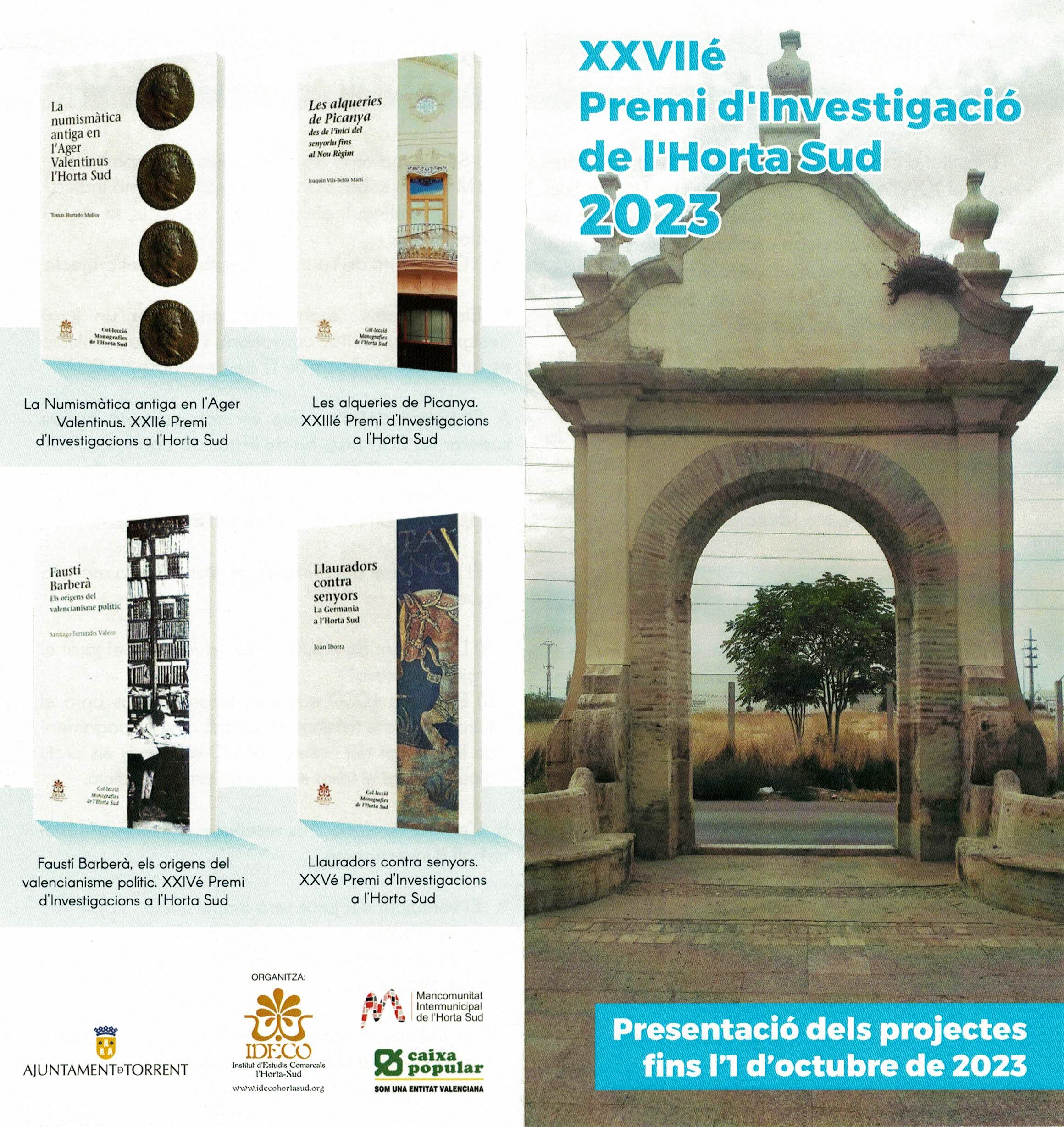 Es convoca el XXVIIé Premi d'Investigació de l'Horta Sud 2023